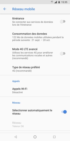 Sélectionnez Type de réseau préféré