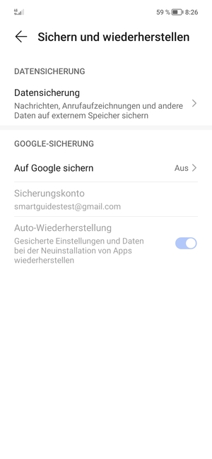Wählen Sie Auf Google sichern
