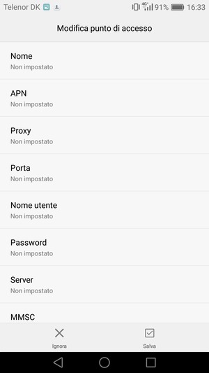 Inserisci informazioni MMS
