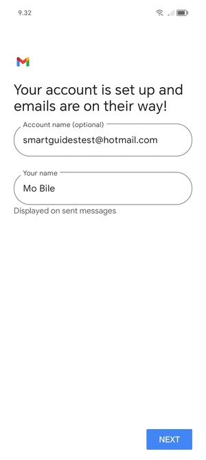 Give your account a name and enter your name. Select NEXT