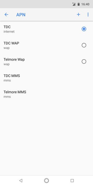 Seleziona il punto di accesso Internet