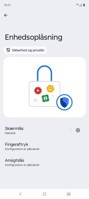 Din telefon er nu sikret med en skærmlås