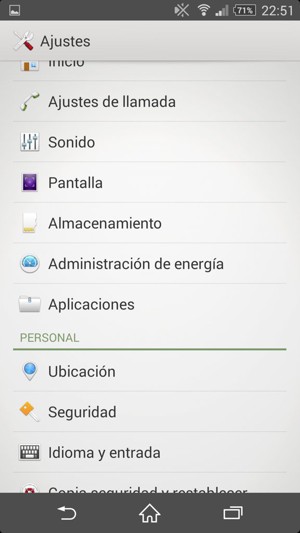 Desplácese y seleccione Administración de energía