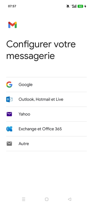 Sélectionnez Outlook, Hotmail et Live