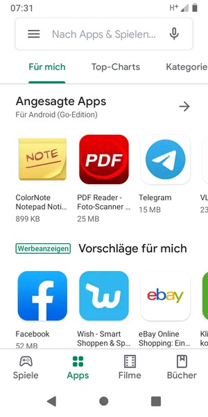 Wählen Sie die Suchleiste