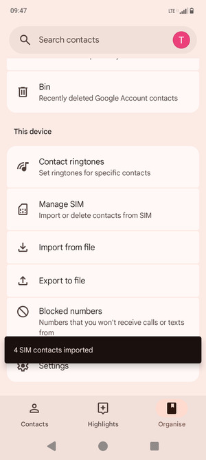 Your contacts will be saved to your Google account and saved to your phone the next time Google is synced.