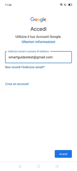 Inserisci il tuo indirizzo Gmail e seleziona Avanti
