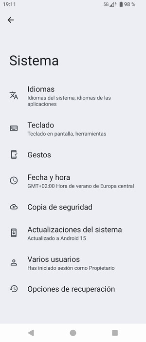Seleccione Actualizaciónes del sistema