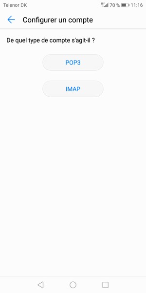 Sélectionnez POP3 ou IMAP