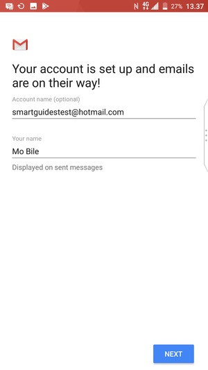 Give your account a name and enter your name. Select NEXT