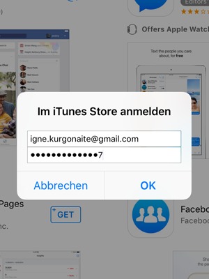 Geben Sie Apple-ID-Benutzername und Passwort ein. Wählen Sie OK