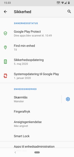 Din telefon er nu sikret med en skærmlås