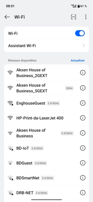Sélectionnez le réseau sans fil auquel vous souhaitez vous connecter