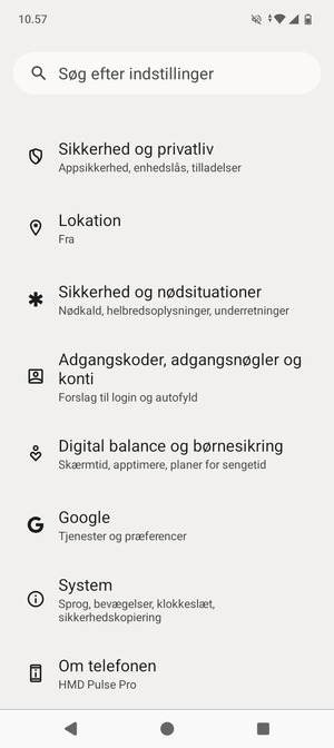 Vend tilbage til menuen Indstillinger og  vælg Adgangskoder, adgangsnøgler og konti