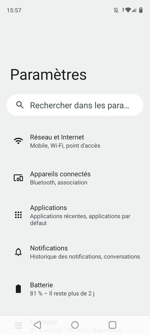 Sélectionnez Réseau et Internet