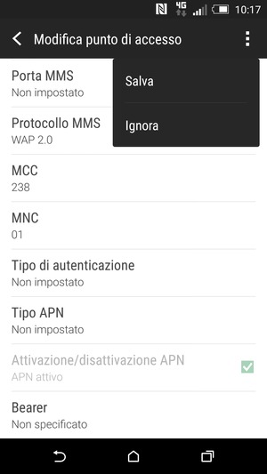 Seleziona il tasto Menu e poi Salva