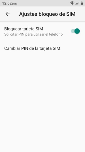Seleccione Cambiar PIN de la tarjeta SIM