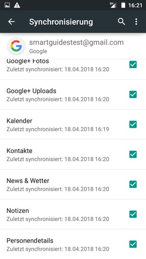 Stellen Sie sicher, dass Kontakte ausgewählt ist