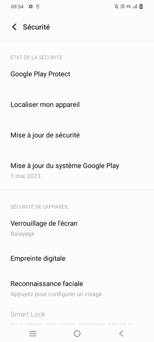 Sélectionnez Verrouillage de l'écran