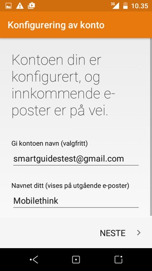 Gi kontoen din et navn, og skriv inn navnet ditt. Velg NESTE