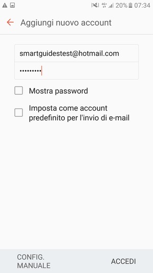 Inserisci il tuo indirizzo Hotmail e password. Seleziona ACCEDI