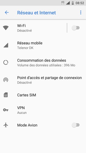 Sélectionnez Réseau mobile