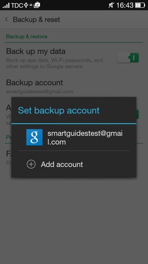 Select your backup account