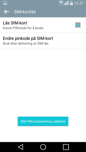 Din SIM PIN-kode er endret