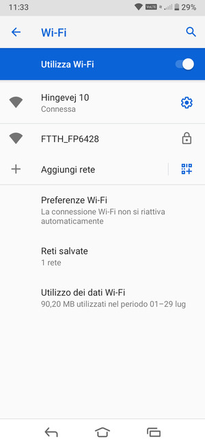 Ora sei connesso alla rete Wi-Fi