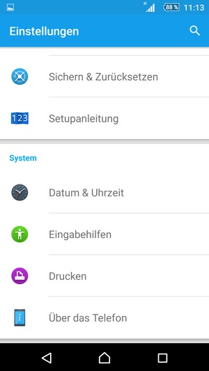 Scrollen Sie und wählen Sie Über das Telefon