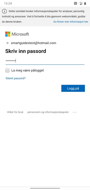 Skriv inn passord og velg Logg på