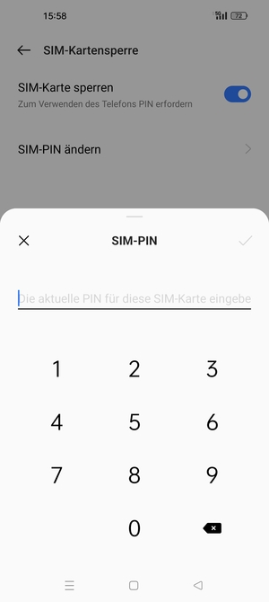 Geben Sie Aktuelle PIN für die SIM-Karte ein und wählen Sie OK
