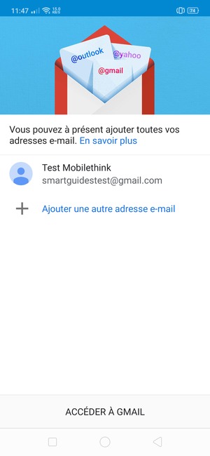 Sélectionnez ACCÉDER  À GMAIL