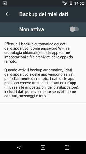 Attiva Backup dei miei dati