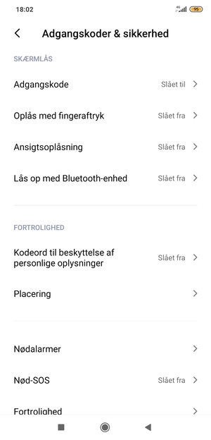 Scroll til og vælg Fortrolighed