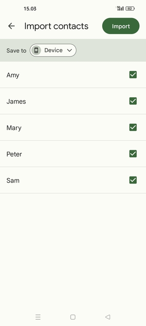 Select the v button