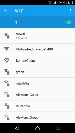 Du er nu tilsluttet Wi-Fi netværket