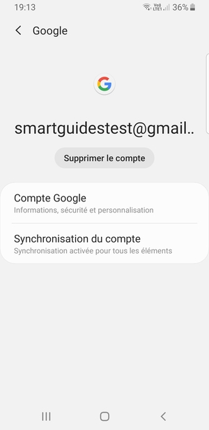 Sélectionnez Synchronisation du compte