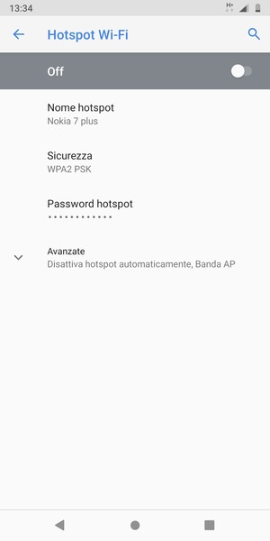 Seleziona Password hotspot