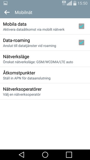Slå på eller stäng av Data-roaming