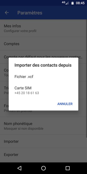 Sélectionnez Carte SIM
