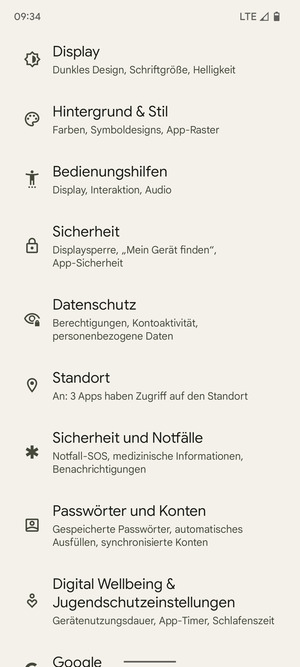 Scrollen Sie und wählen Sie Standort