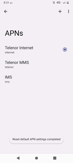 Your phone will reset to default Internet and MMS settings