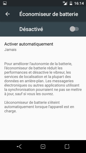 Activer le Économiseur de batterie