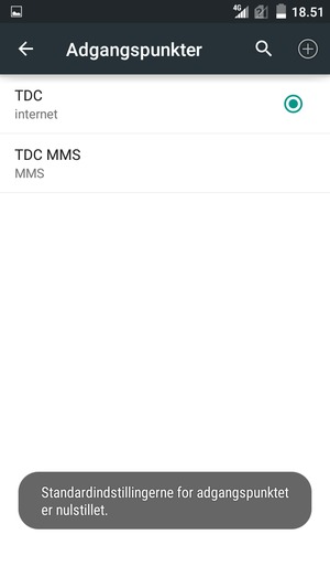 Din telefon vil nulstille til standard internet- og MMS-indstillinger