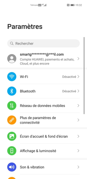 Sélectionnez Compte Huawei