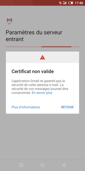 Sélectionnez RETOUR