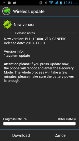 Si el teléfono no está actualizado, seleccione Download y siga las instrucciones que aparecen en pantalla.