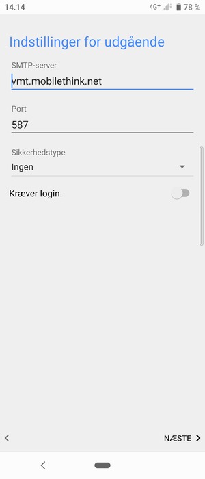 Slå Kræver login. fra og vælg NÆSTE