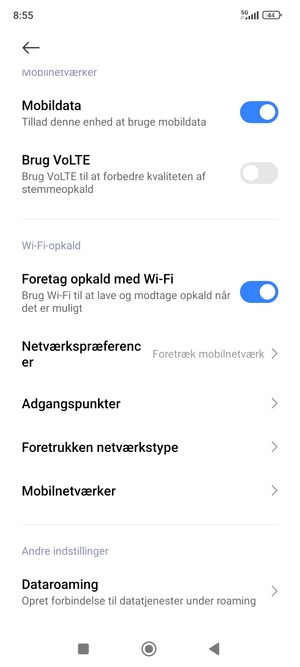 Scroll til og vælg Dataroaming